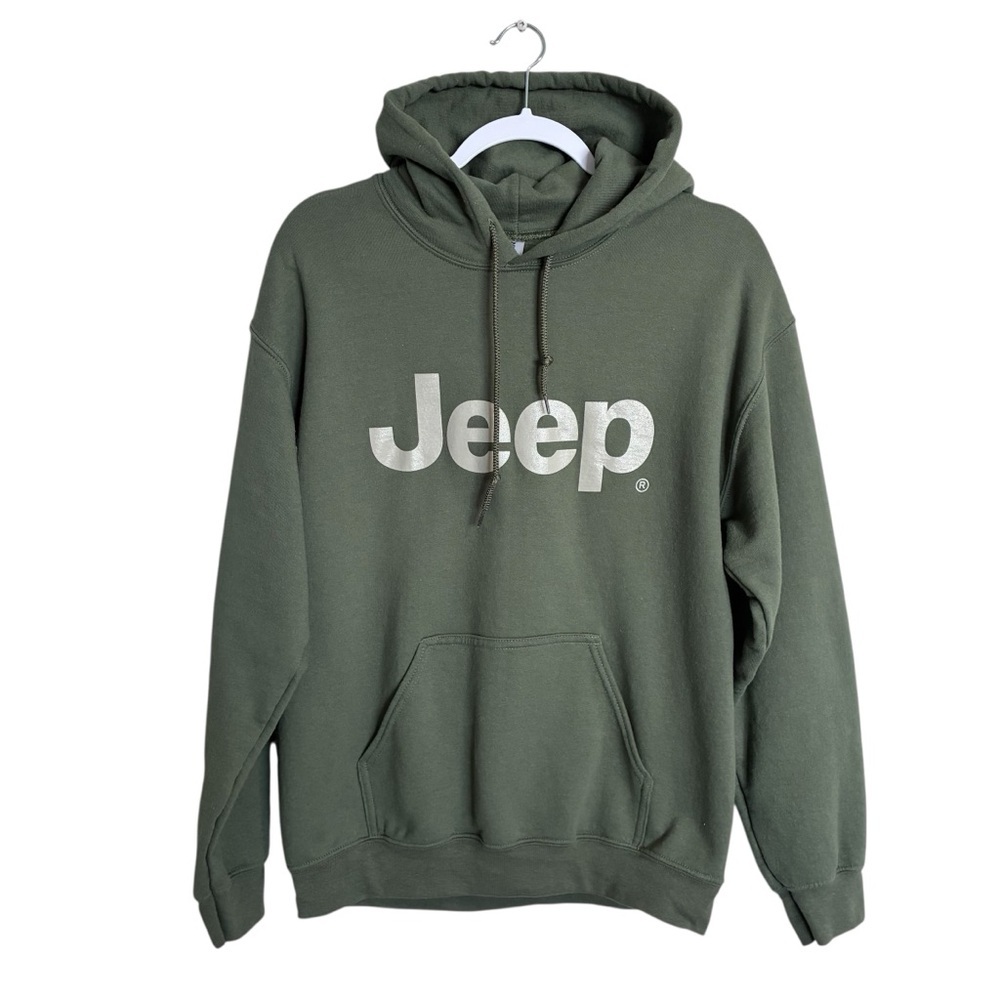 Gildan - Jeep - Tank Green Hoodie Metallic Logo - M